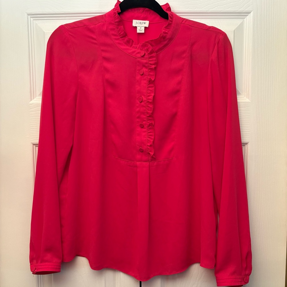 J. Crew Ruffle Blouse, Pink Size 2